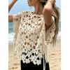 image:imageCHARTOU Women Floral Lace Summer Top Cap Short Sleeve Side Tie Mesh Tank Top Swimsuit Cover UpApricot