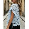 image:imageCHARTOU Women Floral Lace Summer Top Cap Short Sleeve Side Tie Mesh Tank Top Swimsuit Cover UpLight Blue