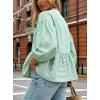 image:imageCHARTOU Women Stripe Tie Front Tops Babydoll Peplum Shirt Puff Long Sleeve Going Out Bow Blouse XXLargeGreen