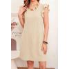 image:imageCHARTOU Womens Ruffle Sleeve Tshirt Jersey Dress Casual Shift Dress Loose Fit Crew Neck Beach Vacation Sundress with PocketsApricot