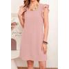image:imageCHARTOU Womens Ruffle Sleeve Tshirt Jersey Dress Casual Shift Dress Loose Fit Crew Neck Beach Vacation Sundress with PocketsPink