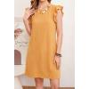 image:imageCHARTOU Womens Ruffle Sleeve Tshirt Jersey Dress Casual Shift Dress Loose Fit Crew Neck Beach Vacation Sundress with PocketsYellow