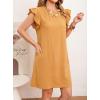 image:imageCHARTOU Womens Ruffle Sleeve Tshirt Jersey Dress Casual Shift Dress Loose Fit Crew Neck Beach Vacation Sundress with PocketsYellow