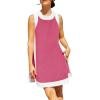 image:imageCHARTOU Women 2 Piece Color Block Short Sets Matching Sleeveless Pullover Tops Cute Dress Shorts OutfitsRose