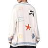 image:imageCHARTOU Womens Cute Graphic Fall Cardigan Contrast Trim Knit Oversized Sweater Lightweight KnitwearsWhite