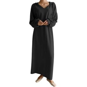 image:imageCHARTOU Lightweight Sweatshirt Maxi Dresses for Women Loose Fit Tee Shirt Long Shift DressBlack