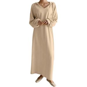 image:imageCHARTOU Lightweight Sweatshirt Maxi Dresses for Women Loose Fit Tee Shirt Long Shift DressKhaki