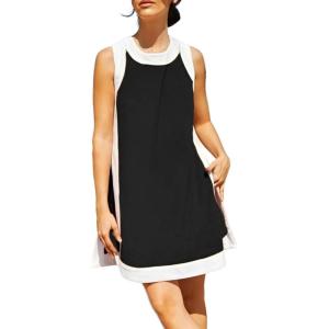 image:imageCHARTOU Women 2 Piece Color Block Short Sets Matching Sleeveless Pullover Tops Cute Dress Shorts OutfitsBlack
