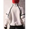 image:imageCHARTOU Half Zip Oversized Pullover Sweatshirt for Women Fleece Zip Up Jacket Sherpa Pull Over Sweaters FallWhite