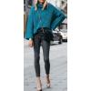 image:imageCHARTOU Women Chunky Turtleneck Waffle Knit Sweater Top Pullover Knitted Long Sleeve Jumper OversizedBlue
