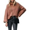 image:imageCHARTOU Women Chunky Turtleneck Waffle Knit Sweater Top Pullover Knitted Long Sleeve Jumper OversizedKhaki