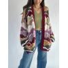 image:imageCHARTOU Women Color Block Stripes Sweater Cardigan Fall Oversized Open Front Long Sleeve Knit Outwear CoatWine Red