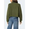 image:imageCHARTOU Women Crop Pullover Sweater Half Zipper Oversized Polo Collar Short Sweater TopsGreen