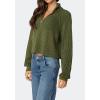 image:imageCHARTOU Women Crop Pullover Sweater Half Zipper Oversized Polo Collar Short Sweater TopsGreen
