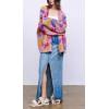 image:imageCHARTOU Women Oversized Cardigan Sweater Button Down v Neck Knit Floral Sweater TopsPink