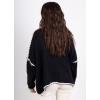 image:imageCHARTOU Women Oversized Color Block Open Front Cardigan Sweater Fall Winter Sweater TopsBlack