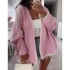image:imageCHARTOU Women Oversized Color Block Open Front Cardigan Sweater Fall Winter Sweater TopsPink