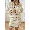 image:imageCHARTOU Women Sweater Skirt 2 Piece Outfits V Neck Contrast Pullover Sweaters Mini Pencil Skirt Lounge SetsApricot