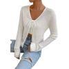 image:imageCHARTOU Womens 2023 Fall Lightweight V Neck Front TieKnot Open Front Cardigan Sweater TopsCream