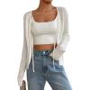 image:imageCHARTOU Womens 2023 Fall Lightweight V Neck Front TieKnot Open Front Cardigan Sweater TopsCream