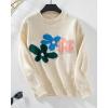 image:imageCHARTOU Womens Oversized Knit Sweater Fall Fashion Floral Pullover Tops Cute Crewneck JumperApricot