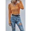 image:imageCHARTOU Womens Sexy Sheer v Neck Long Sleeve Cropped Sweater Pullover JumperOrange