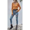 image:imageCHARTOU Womens Sexy Sheer v Neck Long Sleeve Cropped Sweater Pullover JumperOrange