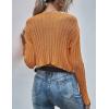 image:imageCHARTOU Womens Sexy Sheer v Neck Long Sleeve Cropped Sweater Pullover JumperOrange