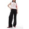 image:imageCHARTOU Y2k Cropped Sweater Vest Women Rib Knit Contrast Trim Sleeveless Pullover Crew Neck Loose Cute TopWhite