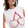 image:imageCHARTOU Y2k Cropped Sweater Vest Women Rib Knit Contrast Trim Sleeveless Pullover Crew Neck Loose Cute TopWhite