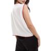 image:imageCHARTOU Y2k Cropped Sweater Vest Women Rib Knit Contrast Trim Sleeveless Pullover Crew Neck Loose Cute TopWhite