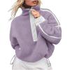 image:imageCHARTOU Half Zip Oversized Pullover Sweatshirt for Women Fleece Zip Up Jacket Sherpa Pull Over Sweaters FallPurple