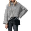 image:imageCHARTOU Women Chunky Turtleneck Waffle Knit Sweater Top Pullover Knitted Long Sleeve Jumper OversizedGrey