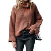 image:imageCHARTOU Women Chunky Turtleneck Waffle Knit Sweater Top Pullover Knitted Long Sleeve Jumper OversizedKhaki
