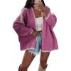 image:imageCHARTOU Women Oversized Color Block Open Front Cardigan Sweater Fall Winter Sweater TopsRose