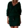 image:imageCHARTOU Women Sweater Skirt 2 Piece Outfits V Neck Contrast Pullover Sweaters Mini Pencil Skirt Lounge SetsGreen