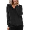 image:imageCHARTOU Women Zip Up Cardigan Coat Rib Lapel Collar Rib Knitted Sweater Jacket OuterwearBlack