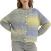 image:imageCHARTOU Womens Ombre Fuzzy Cropped Rib Knit Cardigan Sweaters for Women Color Block Fall Outwear Cute TopsGrey Yellow