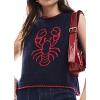 image:imageCHARTOU Y2k Cropped Sweater Vest Women Rib Knit Contrast Trim Sleeveless Pullover Crew Neck Loose Cute TopNavy