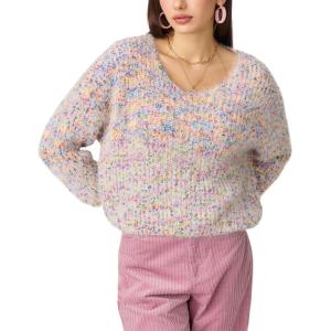 image:imageCHARTOU Women Multicolor Fluffy Knit Pullover Sweater Fall Winter Scroop Neck Long Sleeve Jumper TopsMulticolor