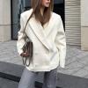 image:imageCHARTOU Women Double Breasted Short Wool Pea Coat Business Casual Work Warm Winter Blazer JacketWhite