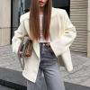 image:imageCHARTOU Women Double Breasted Short Wool Pea Coat Business Casual Work Warm Winter Blazer JacketWhite
