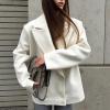 image:imageCHARTOU Women Double Breasted Short Wool Pea Coat Business Casual Work Warm Winter Blazer JacketWhite