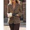 image:imageCHARTOU Women Fall Winter Houndstooth Blazer Jacket Wool Lapel Single Breasted Casual Business Work Coat with BeltKhaki