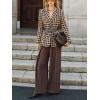 image:imageCHARTOU Women Fall Winter Houndstooth Blazer Jacket Wool Lapel Single Breasted Casual Business Work Coat with BeltKhaki