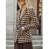 image:imageCHARTOU Women Fall Winter Houndstooth Blazer Jacket Wool Lapel Single Breasted Casual Business Work Coat with BeltKhaki