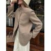 image:imageCHARTOU Women Herringbone Wool Coat Oversized Stand Collar Single Breasted Blazer Jacket Casual Business Work CoatKhaki