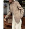 image:imageCHARTOU Women Herringbone Wool Coat Oversized Stand Collar Single Breasted Blazer Jacket Casual Business Work CoatKhaki
