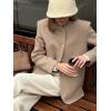 image:imageCHARTOU Women Herringbone Wool Coat Oversized Stand Collar Single Breasted Blazer Jacket Casual Business Work CoatKhaki