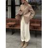 image:imageCHARTOU Women Herringbone Wool Coat Oversized Stand Collar Single Breasted Blazer Jacket Casual Business Work CoatKhaki